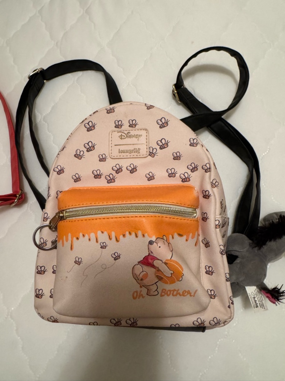 Loungefly Pink Winnie the Pooh Mini Backpack with Orange Honey Drip Pocket